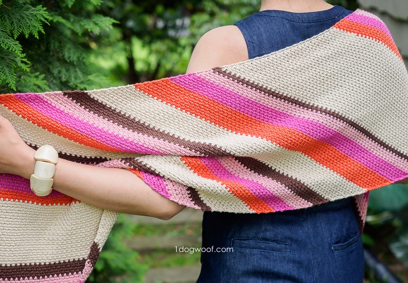 crochet shawl pattern with bias stripe